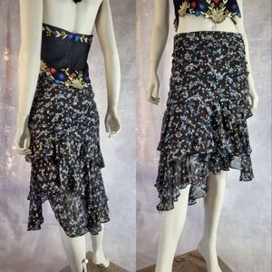 Veronika Beard silk floral skirt sz M